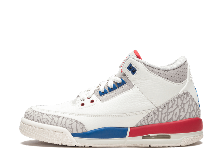 Air Jordan 3 Retro GS International Flight (2018) SAIL/SPORT ROYAL-LIGHT BONE-FIRE RED sneaker – authenticated on KLEKT