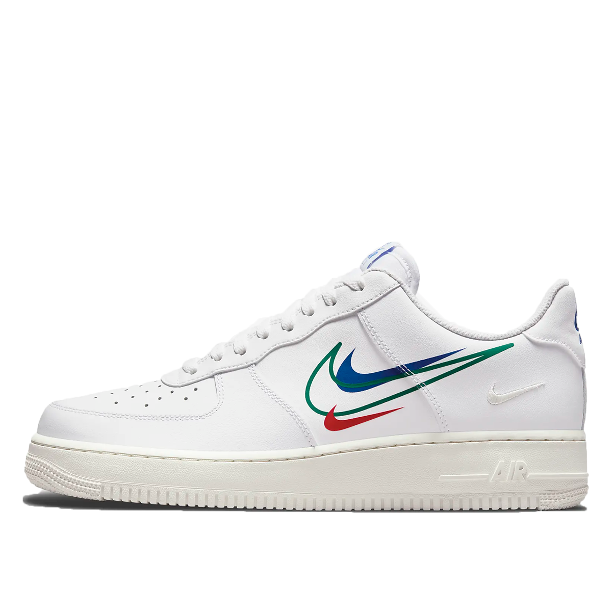 Nike Air Force 1 Low Multi Swoosh White Game Royal (2021) White/Game Royal/University Red/Green Noise sneaker – authenticated on KLEKT