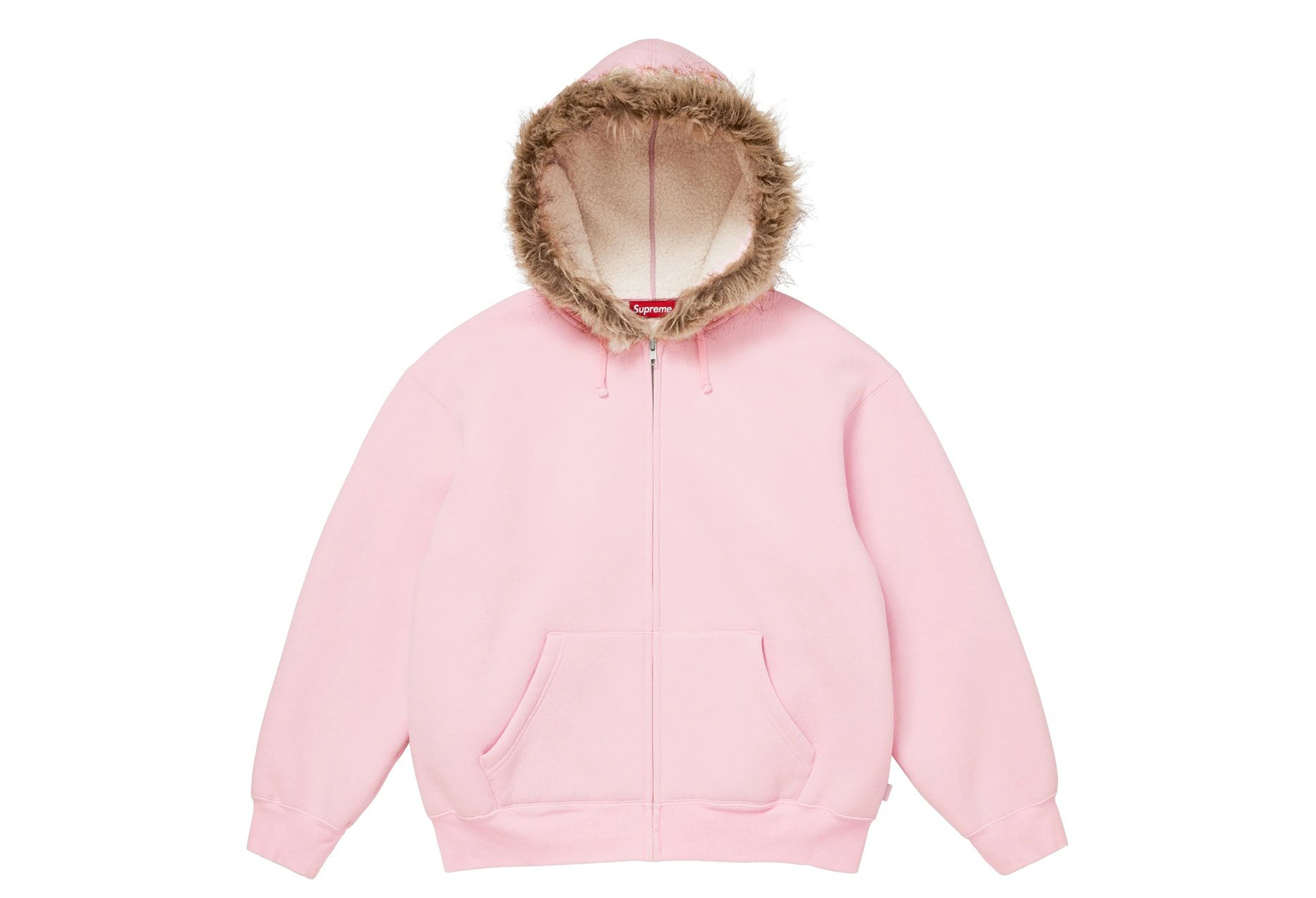 Supreme Faux Fur Zip Up Hooded Sweatshirt 'Light Pink' (FW25) PINK sneaker – authenticated on KLEKT