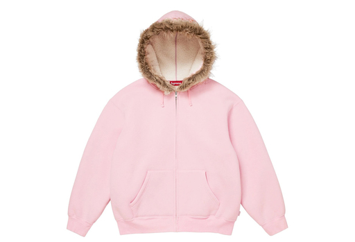 Supreme Faux Fur Zip Up Hooded Sweatshirt 'Light Pink' (FW25) – authenticated on KLEKT