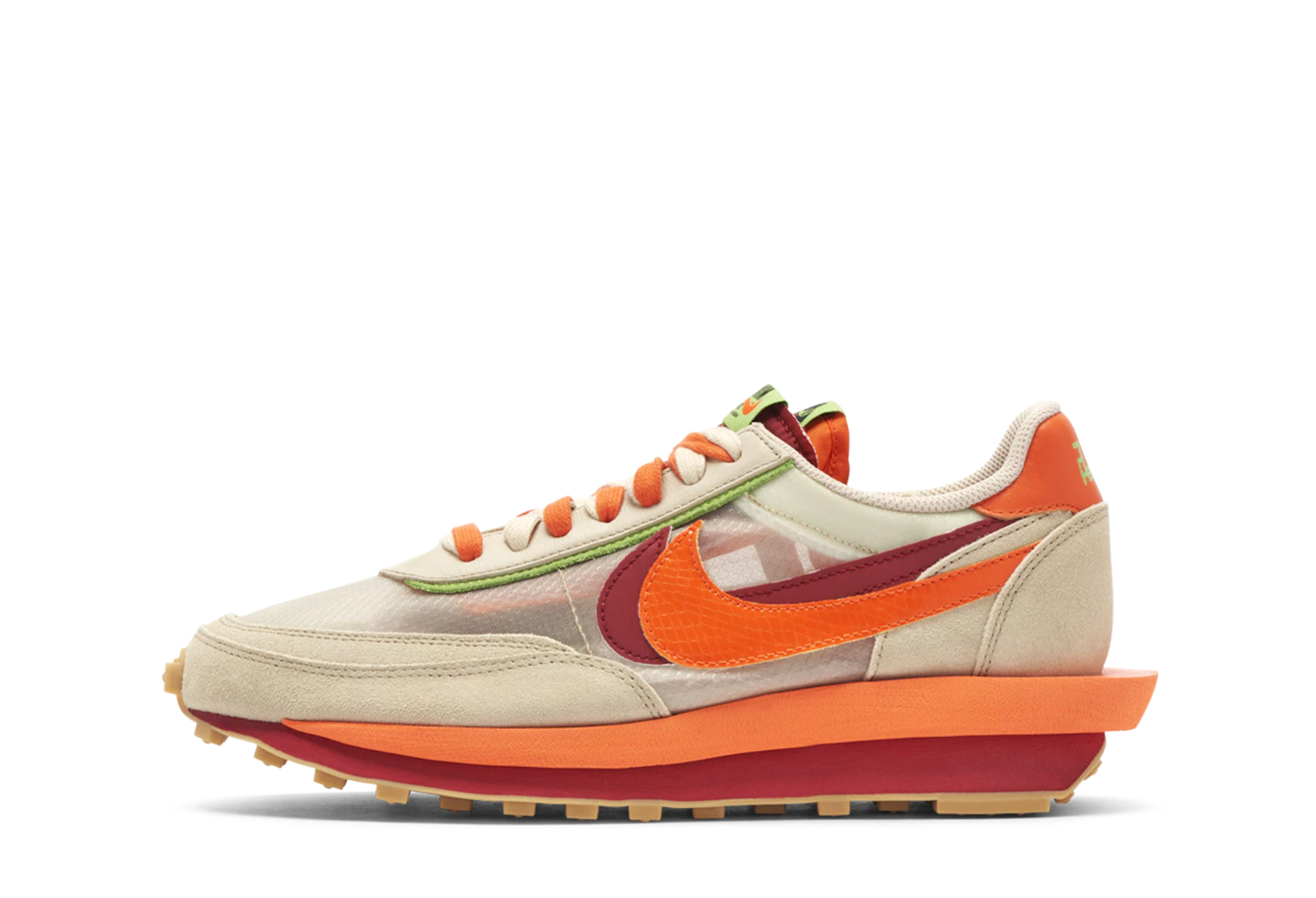 Nike x sacai x Clot LDWaffle 'Kiss of Death Net Orange Blaze' (2021) NET/ORANGE BLAZE-DEEP RED-GREEN BEAN sneaker – authenticated on KLEKT