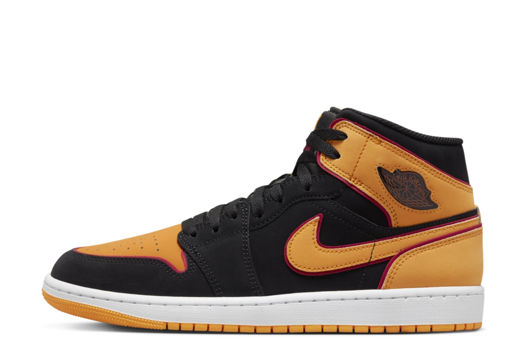 Air Jordan 1 Mid 'Fat Tongue' (2023) Black/Orange/White/Red sneaker – authenticated on KLEKT