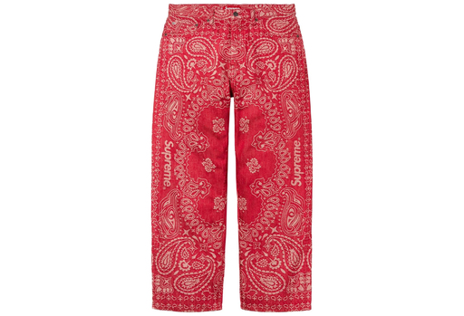 Supreme Bandana Jacquard Baggy Jean 'Red' (SS25) – authenticated on KLEKT